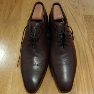 Mens brown leather brogue wingtip size 11